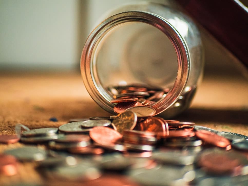 A jar of coins tipped over.