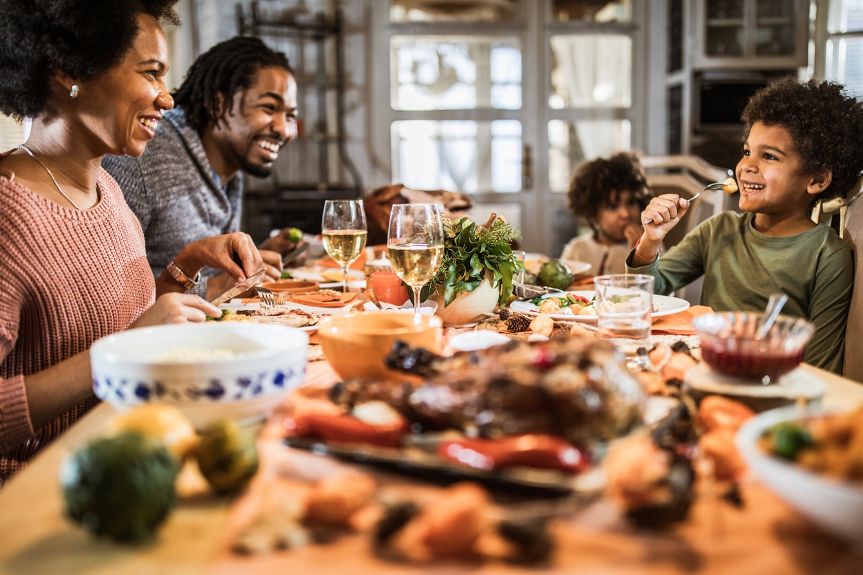 Happy family thanksgiving dinner.